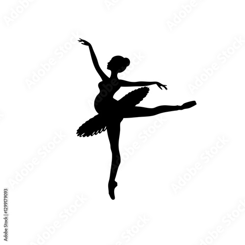 Pregnant Ballerina Silhouette Graceful Dance Vector Art