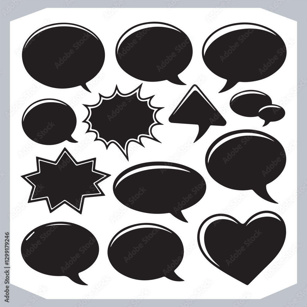 Hand Drawn Speech Bubble Collection Creative Outline Doodle Pack