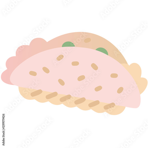 Vector Illustration of Pastel Colored Tacos with Simple Shapes for Food Graphics and Design
