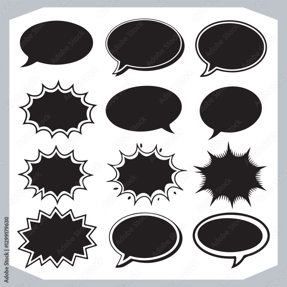 Hand Drawn Speech Bubble Collection Creative Outline Doodle Pack