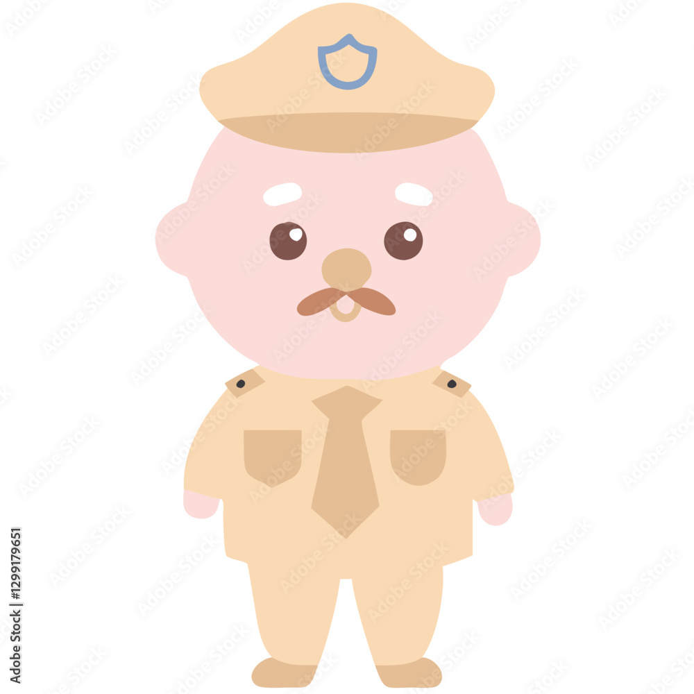 Obraz premium Cute Cartoon Police Officer Vector Illustration for Kids and Educational Materials