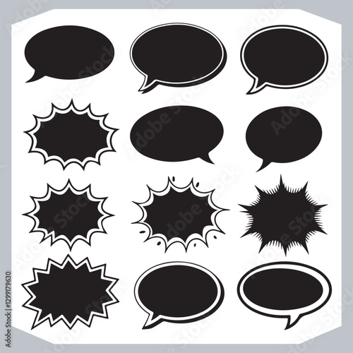 Obraz na płótnie Hand Drawn Speech Bubble Collection Creative Outline Doodle Pack w salonie