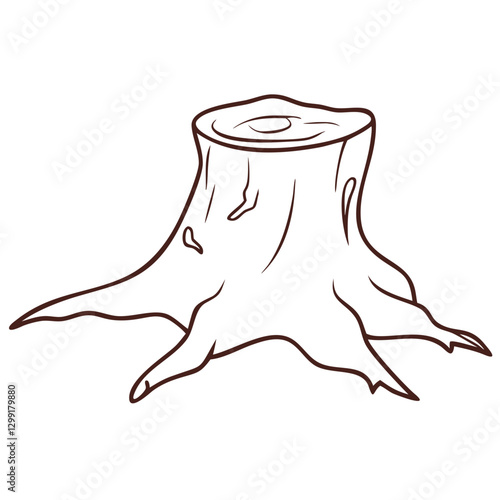 Tree Stump Vector Illustration Natural Wood Cut Forestry