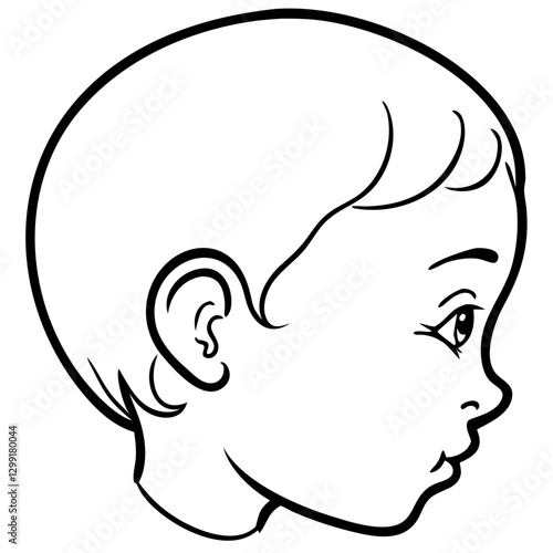 Children's Side Profile Vector Drawing Illustrating Youthful Innocence