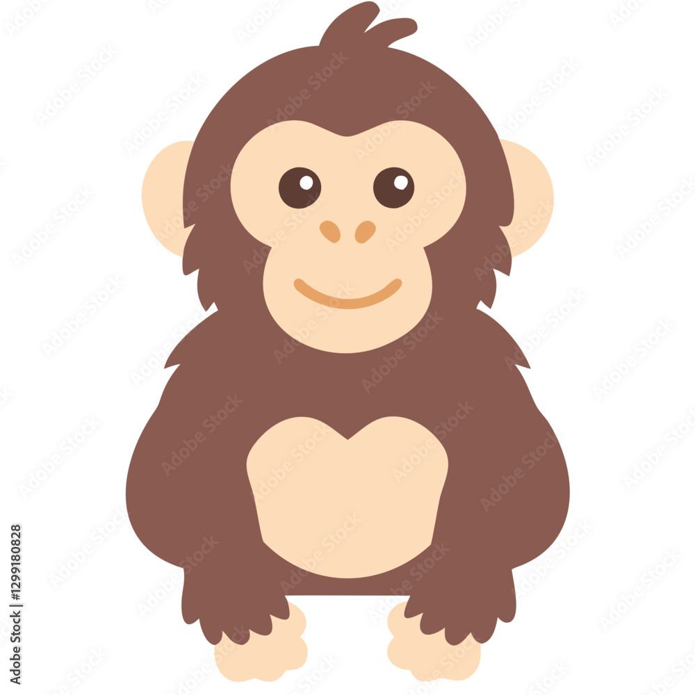 Cute Cartoon Monkey Illustration Perfect for Kids' Products and Educational Material Cute Cartoon Monkey Illustration Perfect for Kids' Products and Educational Material