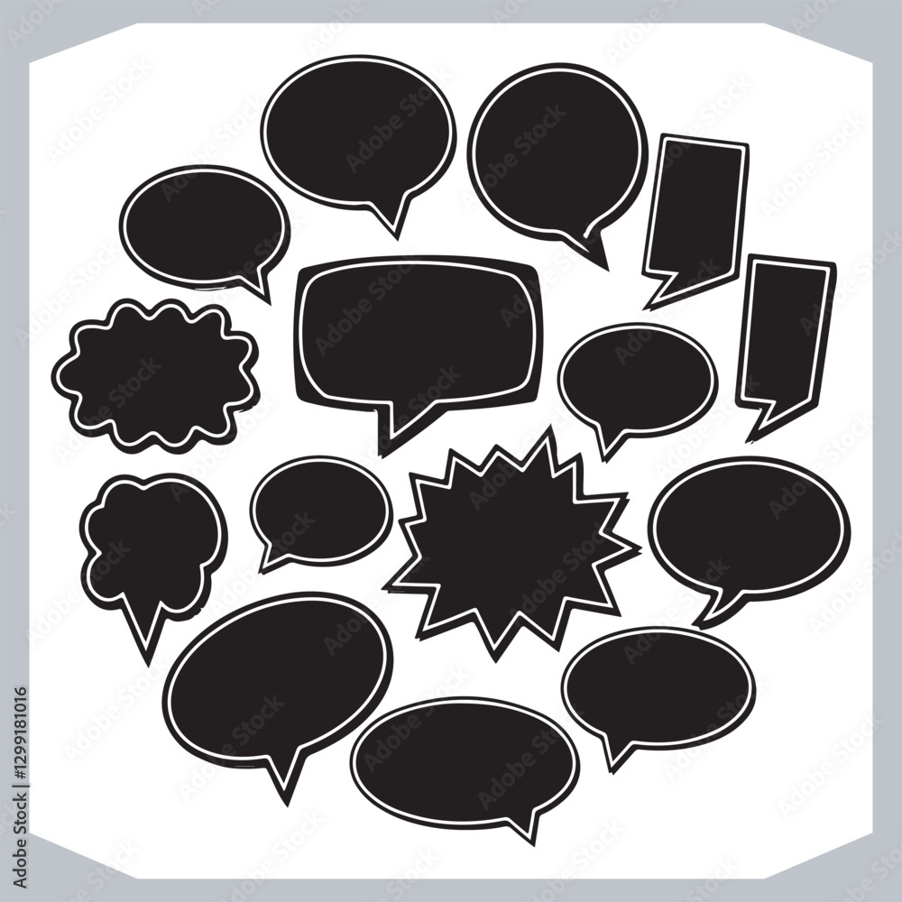 Hand Drawn Speech Bubble Collection Creative Outline Doodle Pack