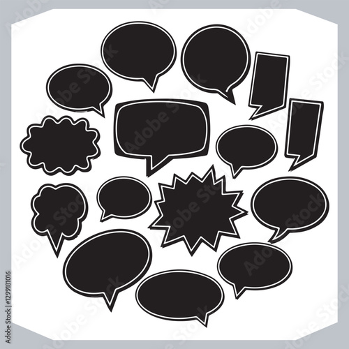 Obraz na płótnie Hand Drawn Speech Bubble Collection Creative Outline Doodle Pack w salonie