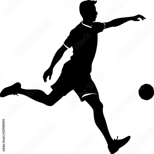 Silhouette Soccer Player Kicking Ball Vector Illustration for Sports Design and Promotions