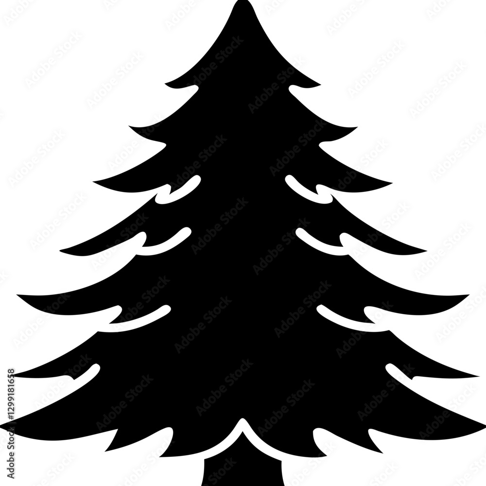 Obraz premium Black Silhouette Christmas Tree Vector Art for Holiday Design Projects