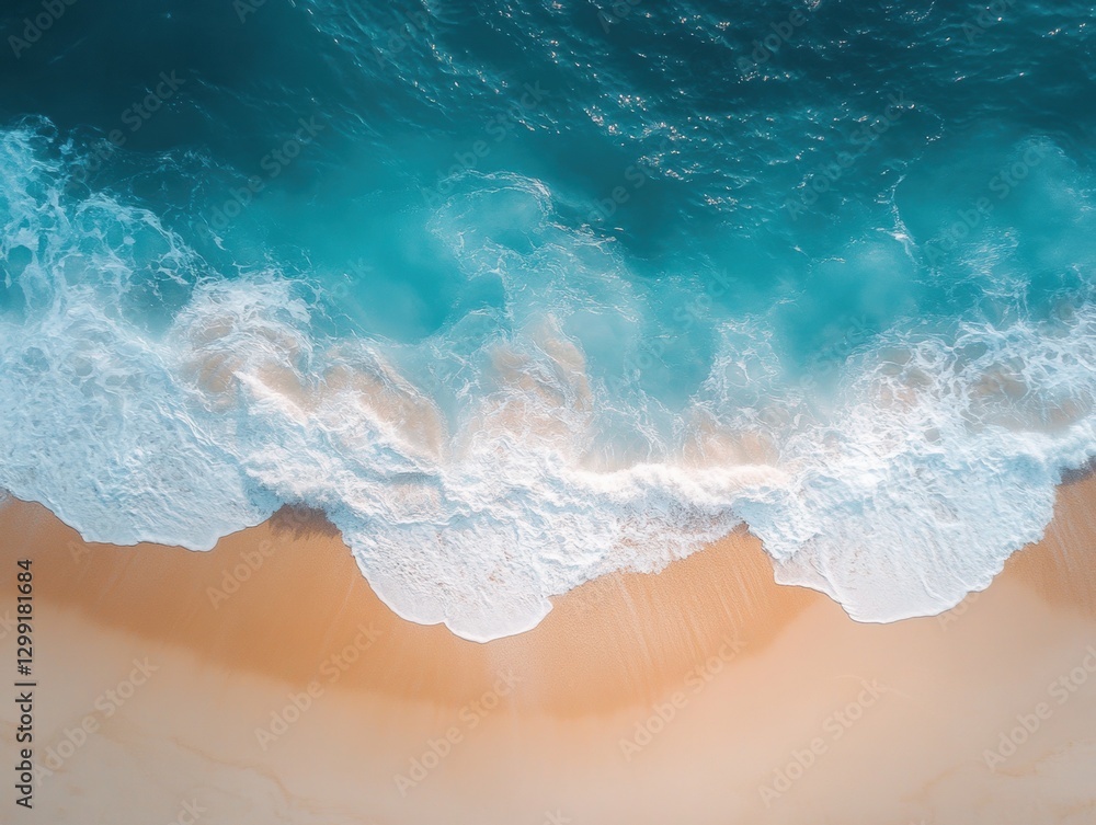 Aerial View of a Serene Beach with Crystal Clear Waters Aerial View of a Serene Beach with Crystal Clear Waters