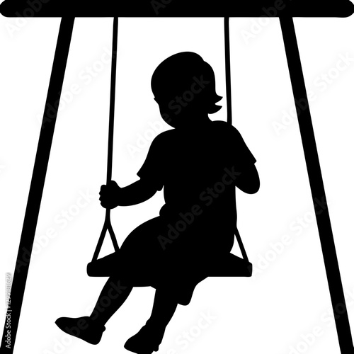 Silhouette of Child on Swing Illustrating Childhood Joy and Playful Innocence