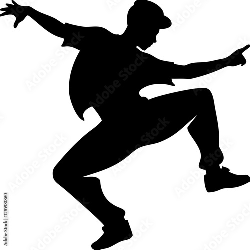 Dynamic Hip Hop Dancer Silhouette Vector Art for Dance Illustrations and Creative Projects