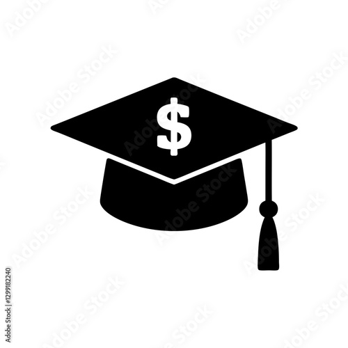 Graduation Cap with Dollar Sign Represents Education Costs and Student Loans