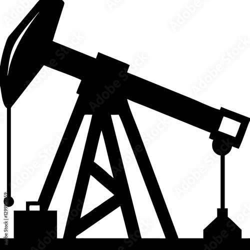 Oil Pump Jack Silhouette Vector for Energy Industry and Industrial Design