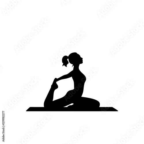 Yoga Pose Silhouette Woman Performing Mermaid Stretch Illustration