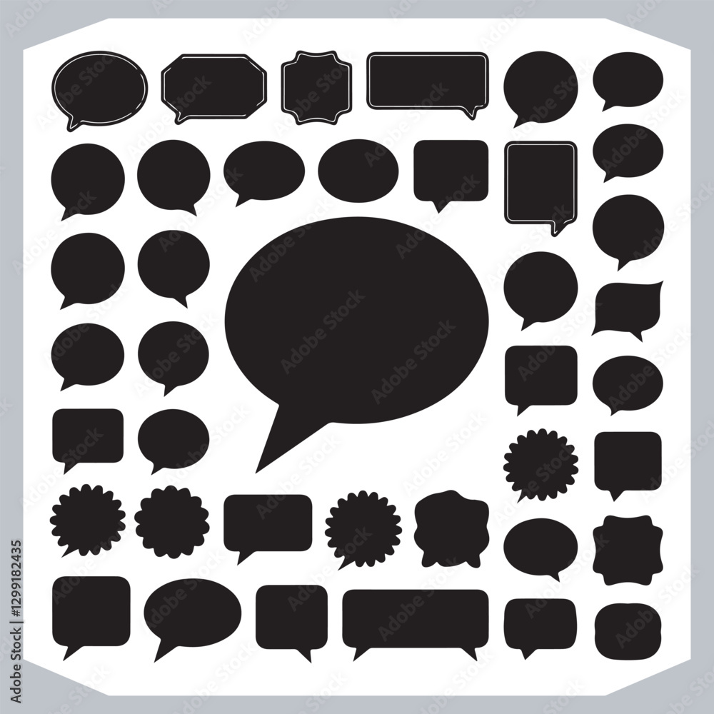 Outline Speech Bubbles in Different Shapes Hand Drawn Doodle Pack