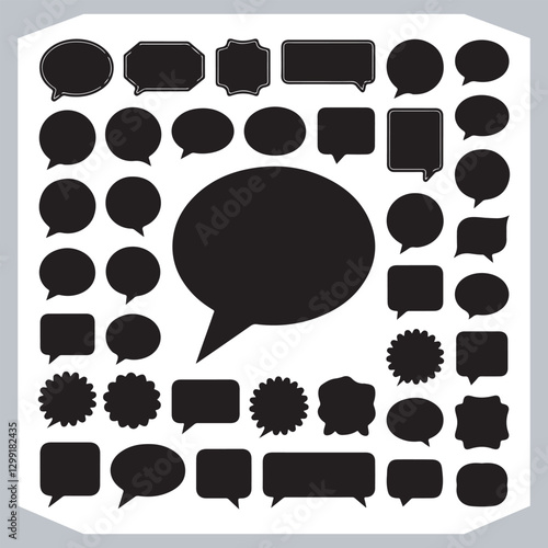 Obraz na płótnie Outline Speech Bubbles in Different Shapes Hand Drawn Doodle Pack w salonie