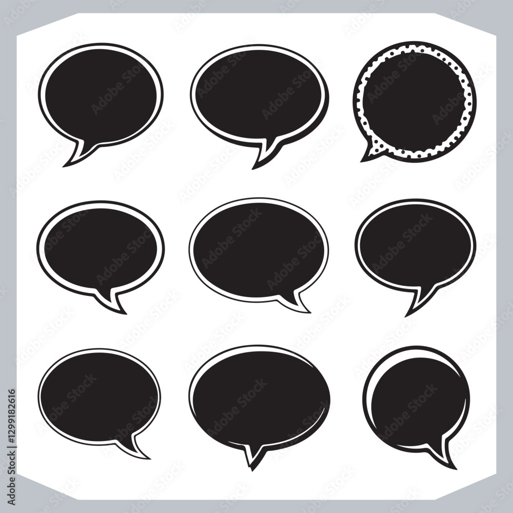 Outline Speech Bubbles in Different Shapes Hand Drawn Doodle Pack