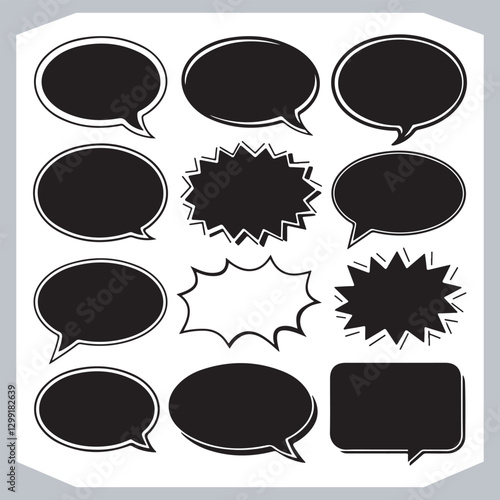 Obraz na płótnie Outline Speech Bubbles in Different Shapes Hand Drawn Doodle Pack w salonie