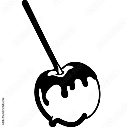 Candy Apple Silhouette Vector Delicious Dessert Illustration for Halloween Graphics