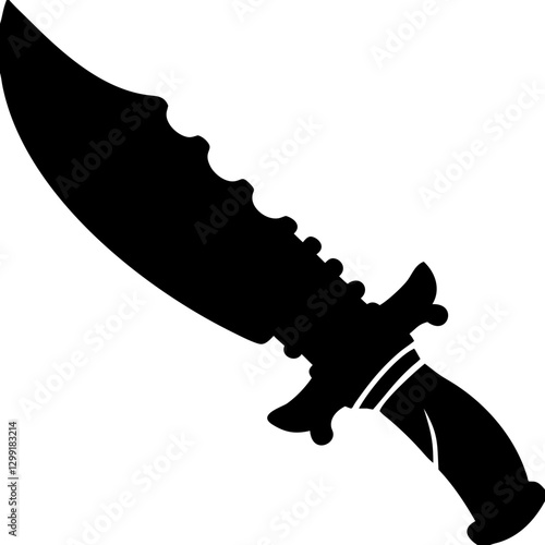 Black Tactical Hunting Knife Silhouette Vector Art for Outdoor and Survival Themes