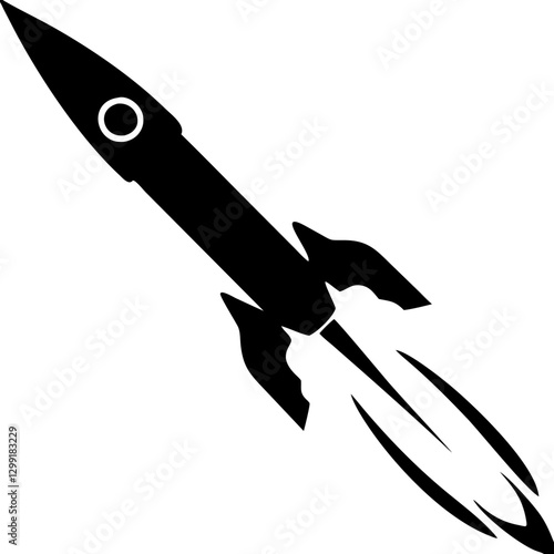 Rocket Silhouette Vector Illustration for Space Exploration and Innovation Themes