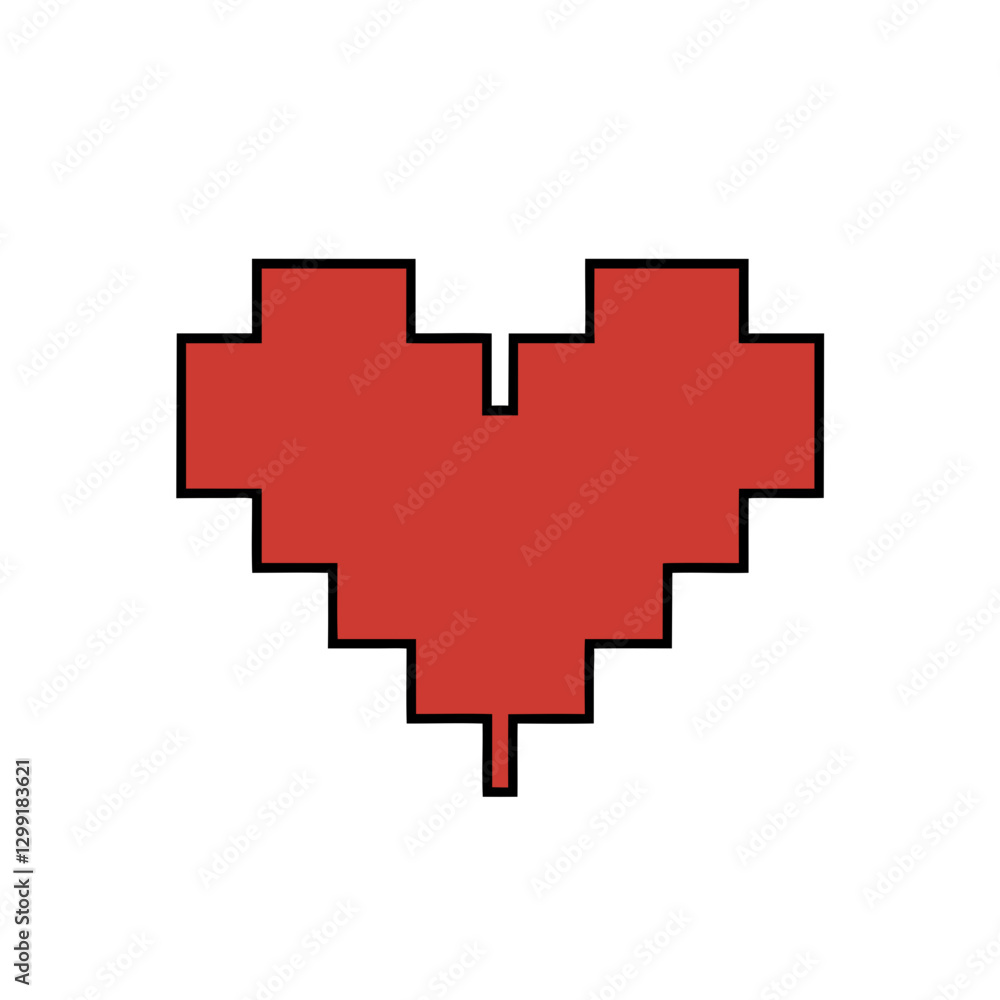 Pixelated Red Heart Symbolizing Retro Video Game Love and Nostalgia Pixelated Red Heart Symbolizing Retro Video Game Love and Nostalgia