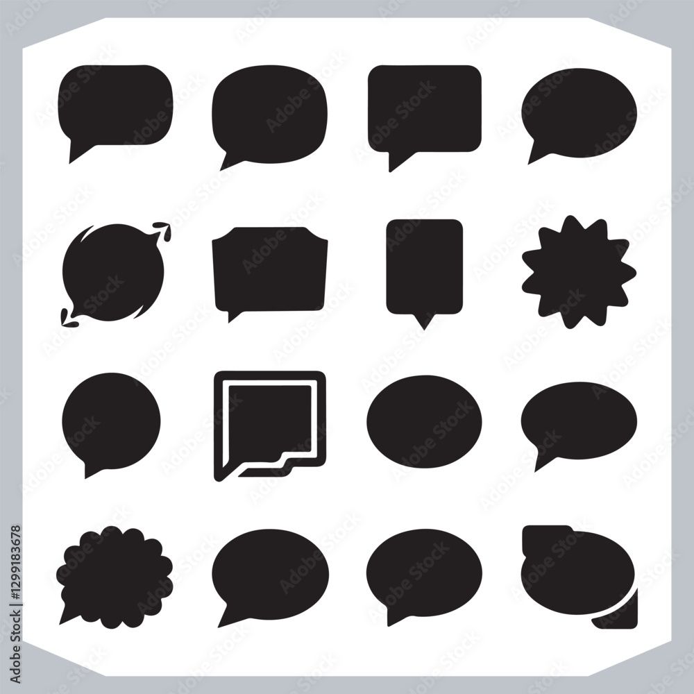 Outline Speech Bubbles in Different Shapes Hand Drawn Doodle Pack