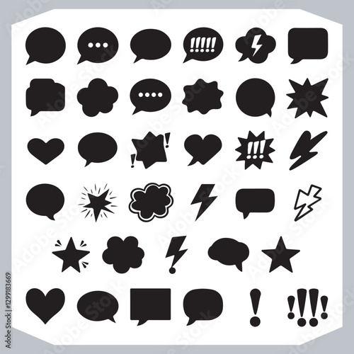 Obraz na płótnie Outline Speech Bubbles in Different Shapes Hand Drawn Doodle Pack w salonie