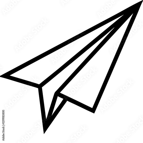 Black Outline Paper Airplane Vector for Communication and Creativity Concepts