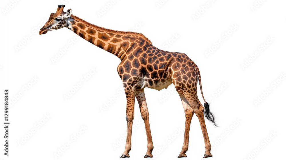 Fototapeta premium Giraffe Profile Against White