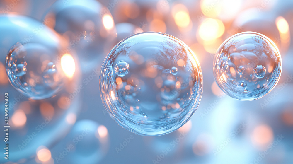 Photorealistic Floating Soap Bubbles – Minimalist Pastel Blue Render Photorealistic Floating Soap Bubbles – Minimalist Pastel Blue Render
