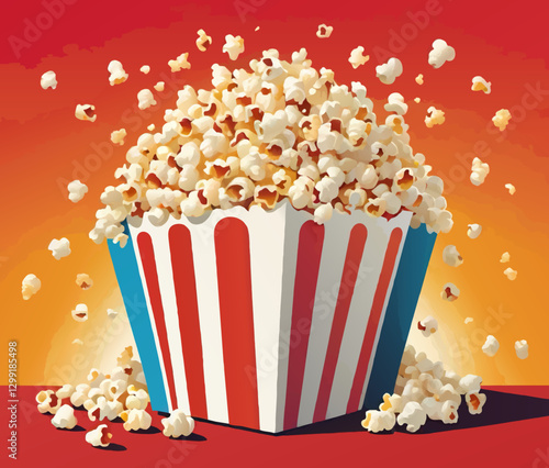 bucket of popcorn vector illustration