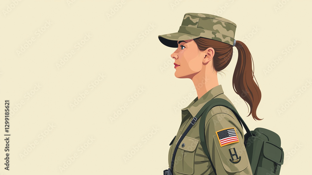 Female soldier returns after completing her military service with honor and pride. Female soldier returns after completing her military service with honor and pride.