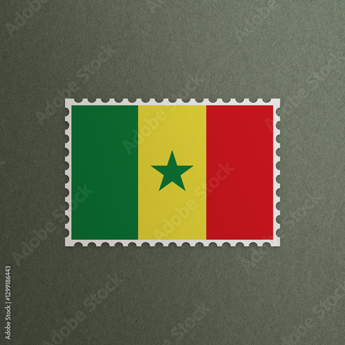 Fotografie Post office stamp with the flag of Senegal 3D Rendering