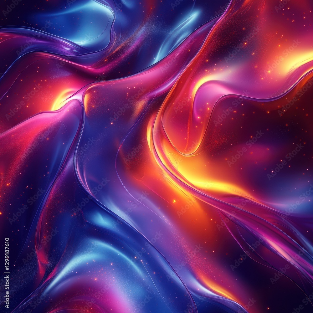 Fototapeta premium Abstract colorful waves of light and energy swirling in a vibrant cosmic pattern creating a stunning visual experience with rich hues and dynamic flow