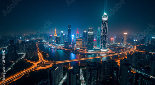 Wallpaper Mural hong kong skyline at night Torontodigital.ca