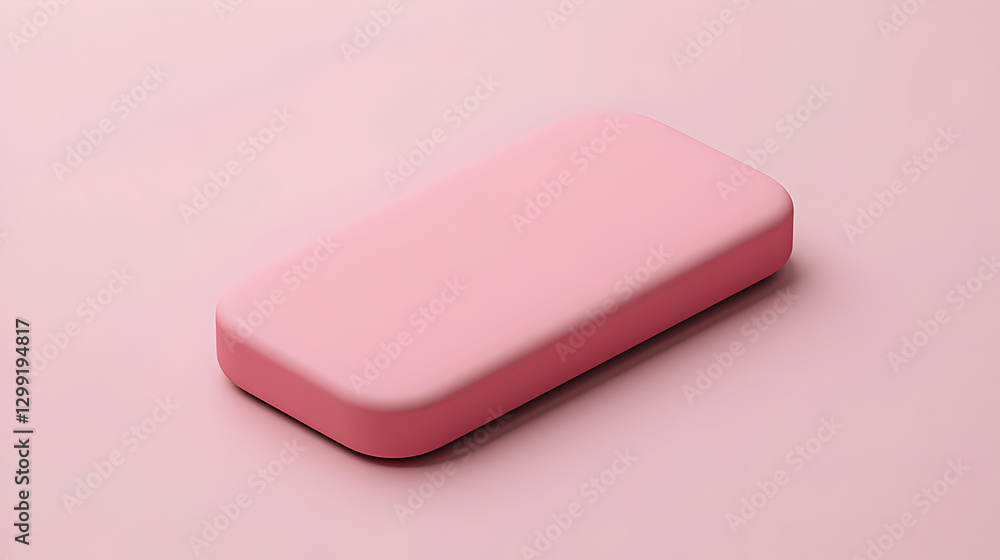 Pink Rectangular Block on Matching Pastel Pink Surface with Soft Lighting and Minimalist Design Pink Rectangular Block on Matching Pastel Pink Surface with Soft Lighting and Minimalist Design