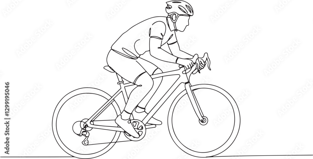 Fototapeta premium Minimalist Continuous Line Art of a Man Riding a Bicycle