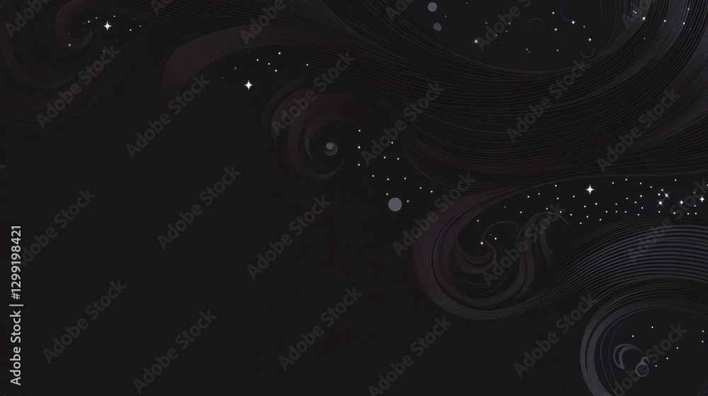Dark Cosmic Abstract Design with Intricate Lines and Stars Dark Cosmic Abstract Design with Intricate Lines and Stars