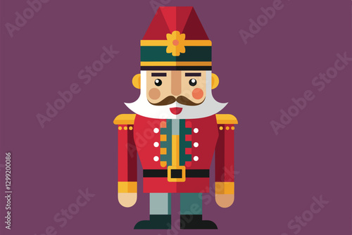 A colorful nutcracker character made for customizing holiday decorations with festive cheer, Nutcracker Customizable Flat Illustration