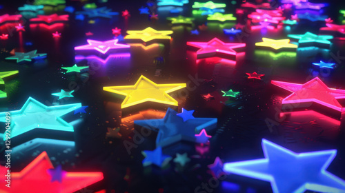 neon stars on dark background