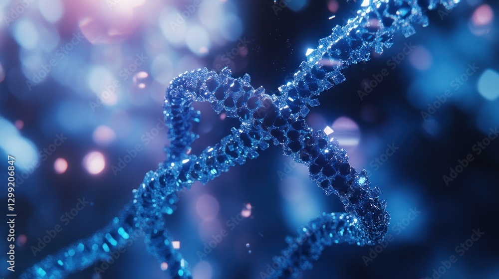 Glowing DNA helix in vibrant cosmic background Glowing DNA helix in vibrant cosmic background