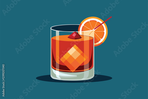 Mix up a customizable old fashioned cocktail featuring classic ingredients and a fresh garnish, Old fashioned cocktail Customizable Disproportionate Illustration