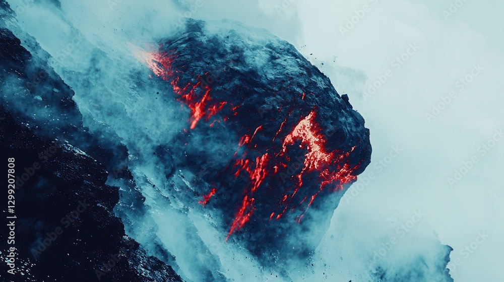 Volcanic Eruption Flowing Lava Mountain Volcanic Eruption Flowing Lava Mountain