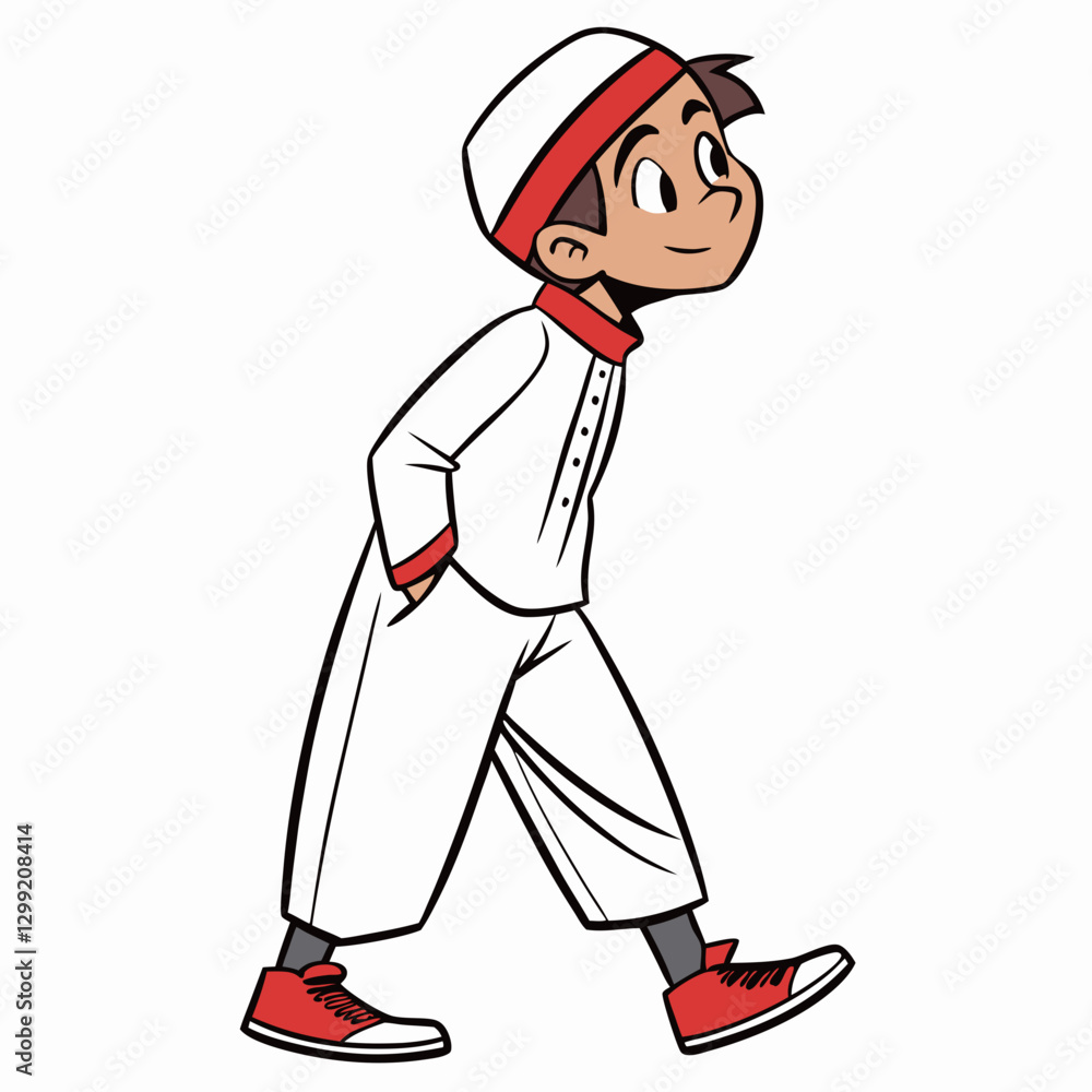 Vector Muslim Boy Student Illustration isolated on a white background Vector Muslim Boy Student Illustration isolated on a white background