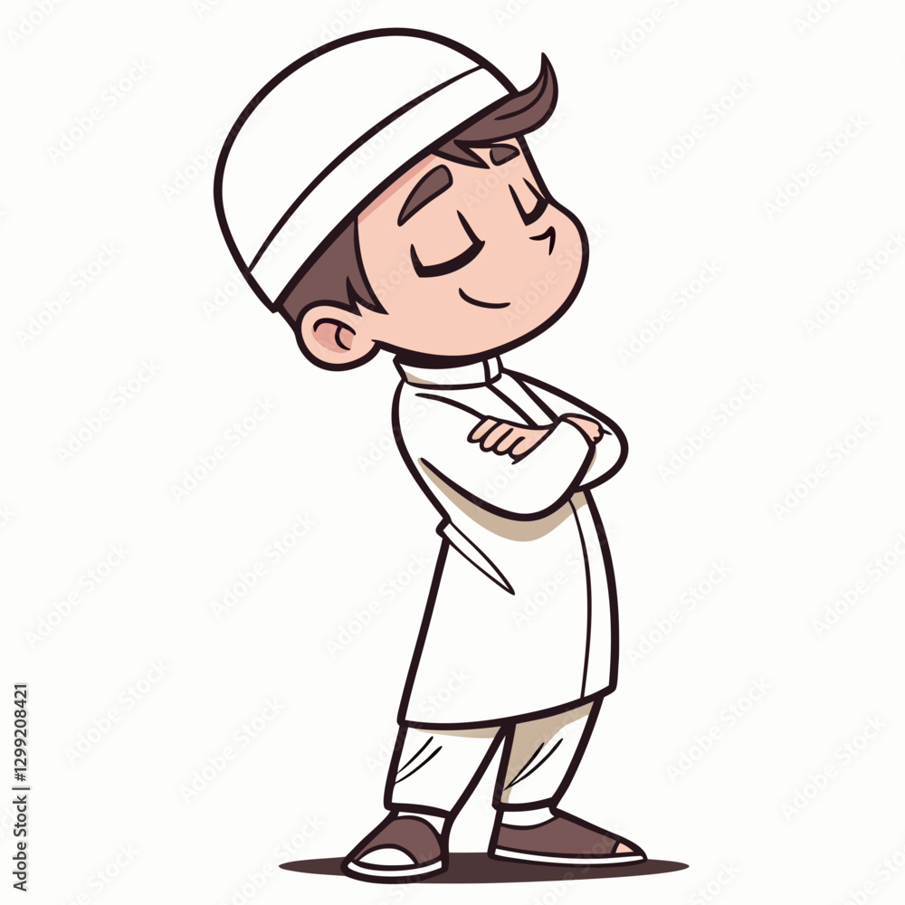 Vector Muslim Boy Student Illustration isolated on a white background Vector Muslim Boy Student Illustration isolated on a white background