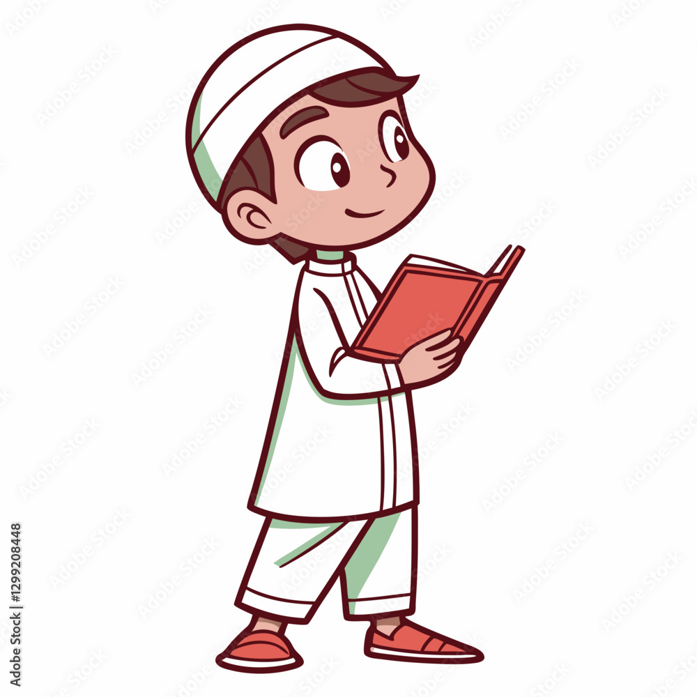 Vector Muslim Boy Student Illustration isolated on a white background Vector Muslim Boy Student Illustration isolated on a white background