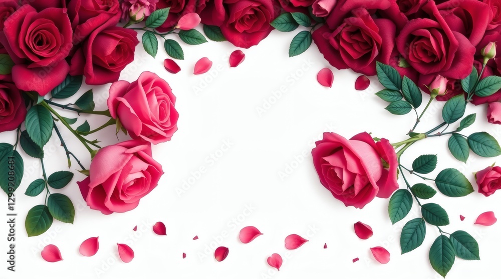 Roses with Copy Space: Red & Pink Flowers, White Background, Floral Mockup.
Roses with Copy Space: Red & Pink Flowers, White Background, Floral Mockup.