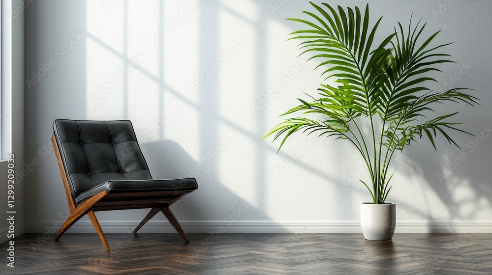 Modern Room with Chair and Palm Tree Modern Room with Chair and Palm Tree